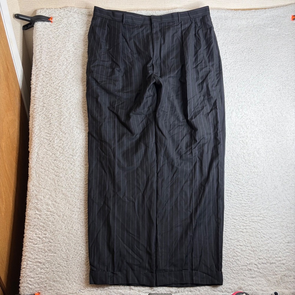 Polo Ralph Lauren Mens (40x32) Pleated Pinstripe Virgin Wool Pleated Pants
